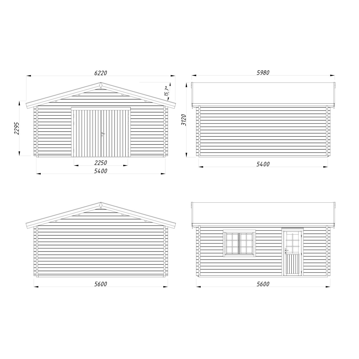 Garage Palmako Roger med Garagedörr 29,2 m2