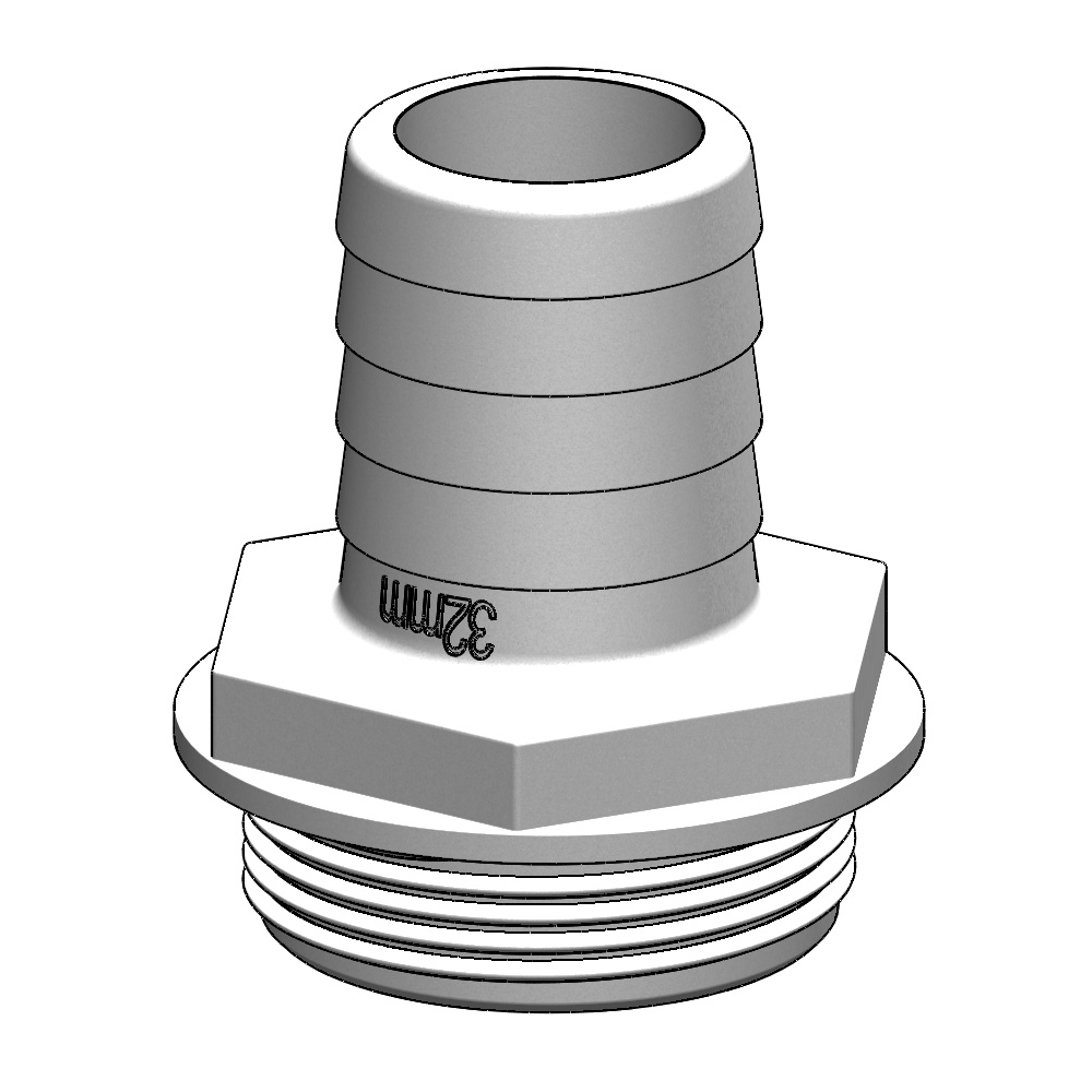 Koppling Tru-design till Aquavalve Rak Vit, 32 mm