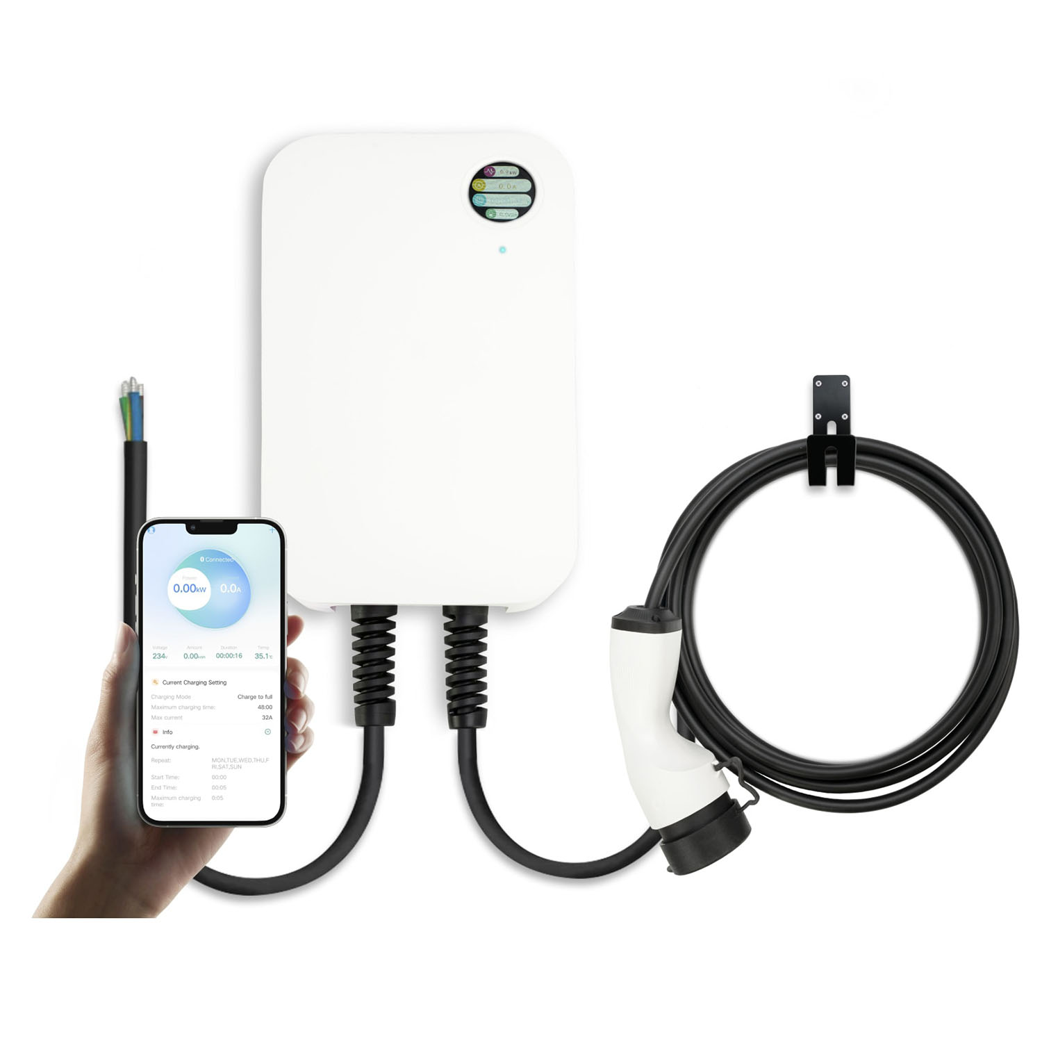 Fast Laddstation Motorwerk med Laddkabel Premium EV Type2 11kW (6m kabel)