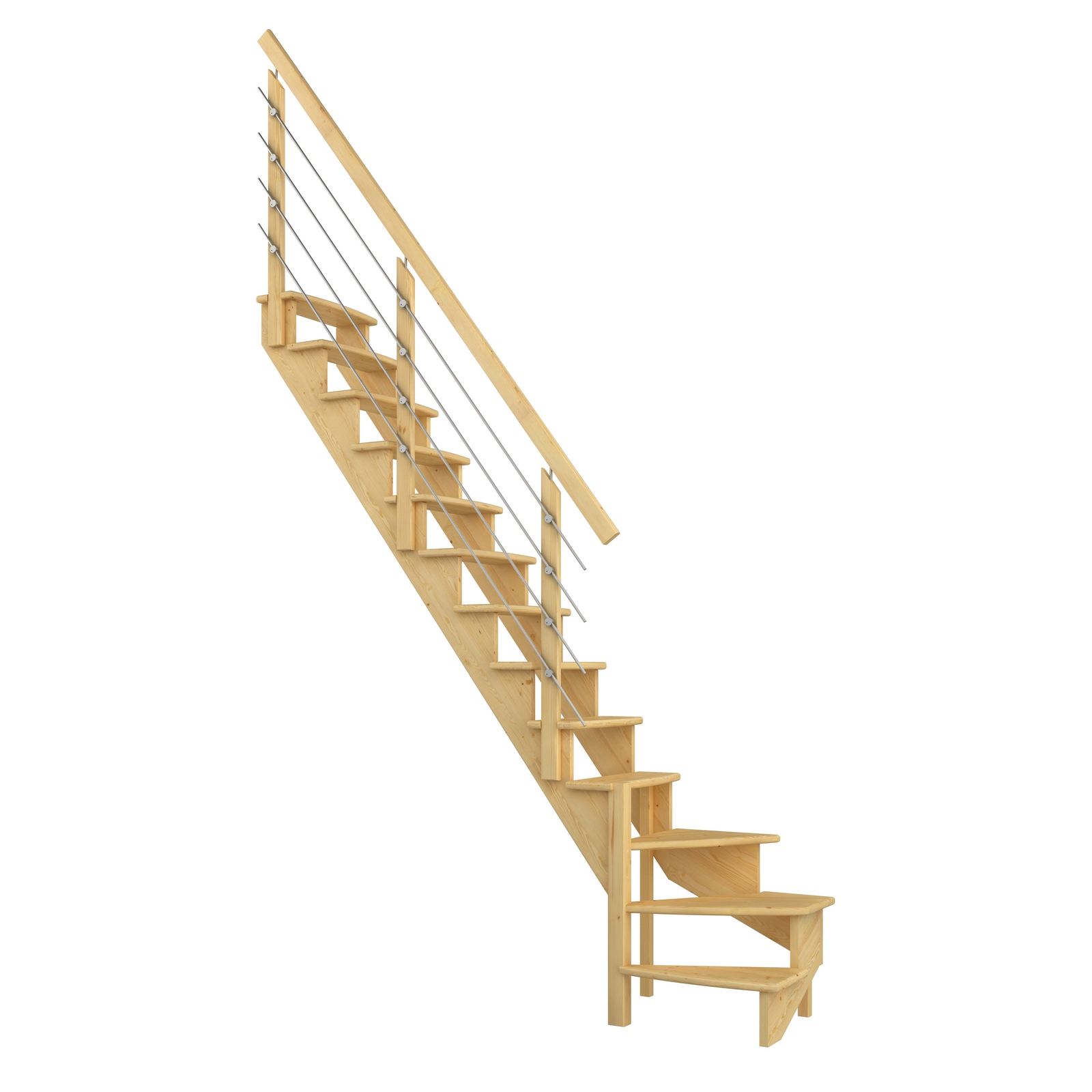 Spartrappa Dolle Lyon L-form med Horisontellt Stålräcke