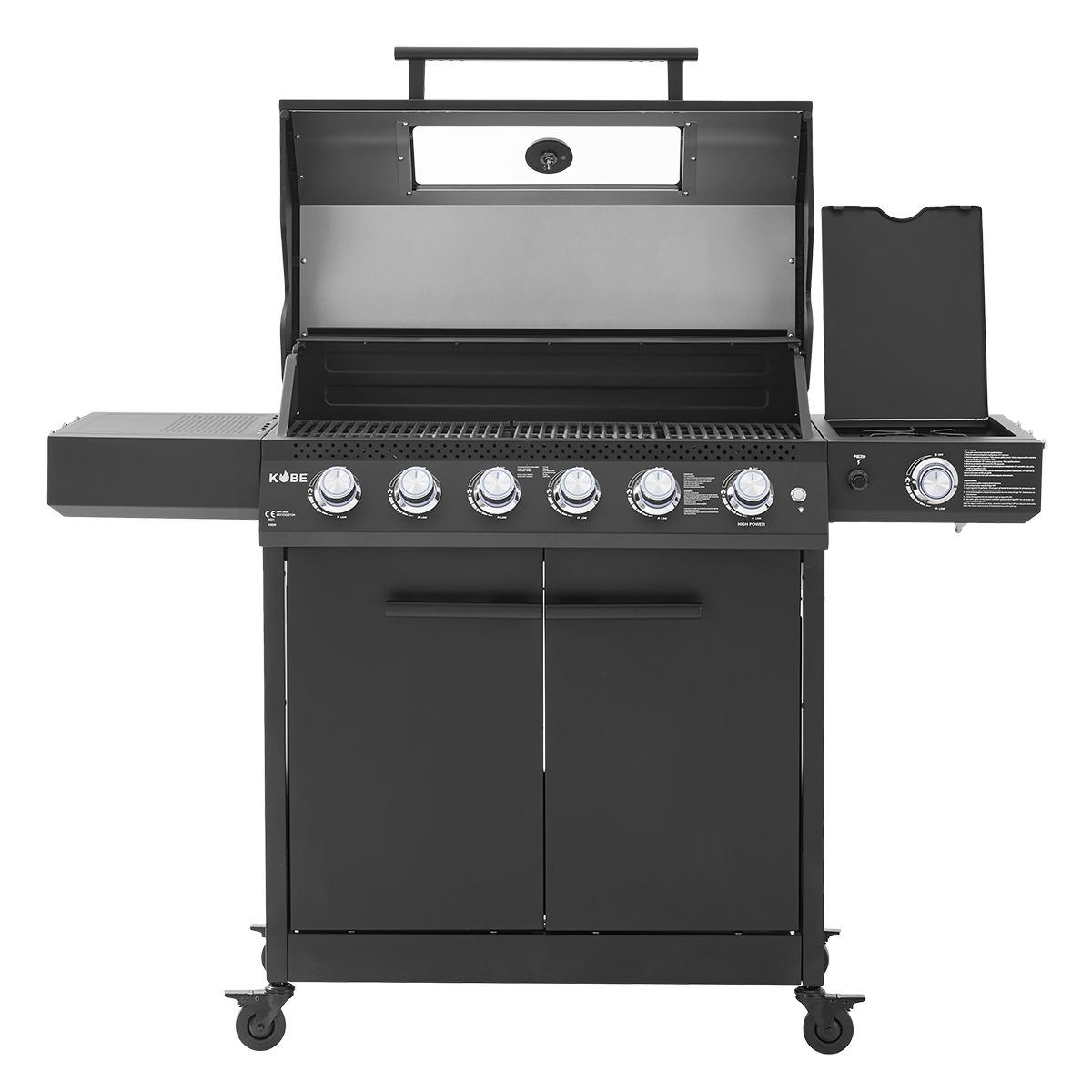 Gasolgrill Kobe Premium 5 Brännare Med Sidobrännare & Glaslock