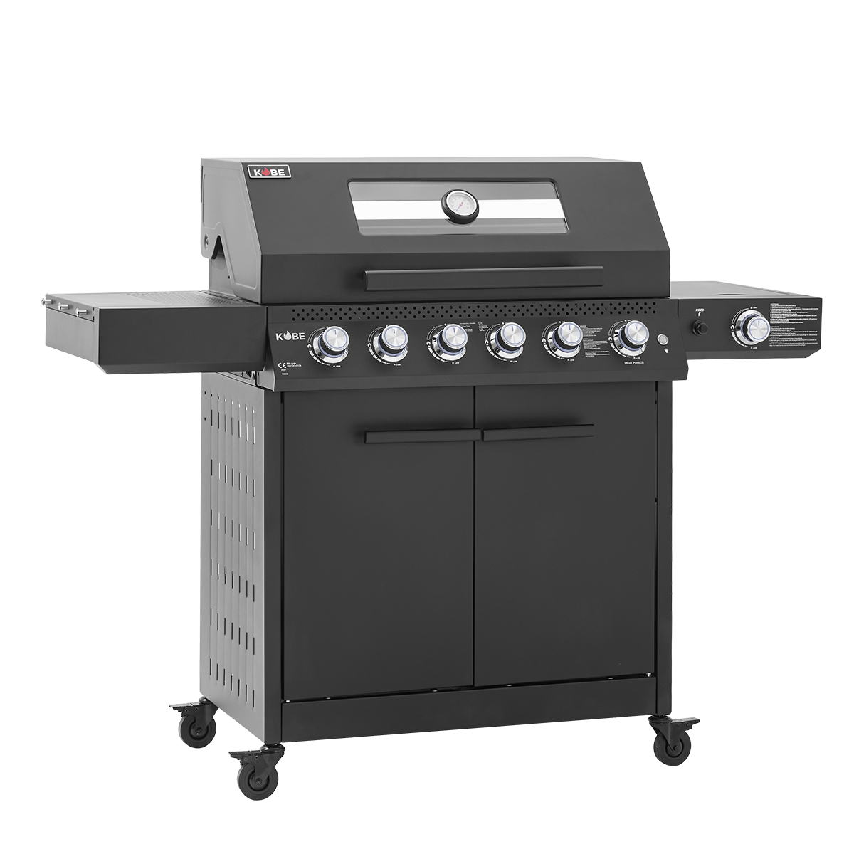 Gasolgrill Kobe Premium 5 Brännare Med Sidobrännare & Glaslock
