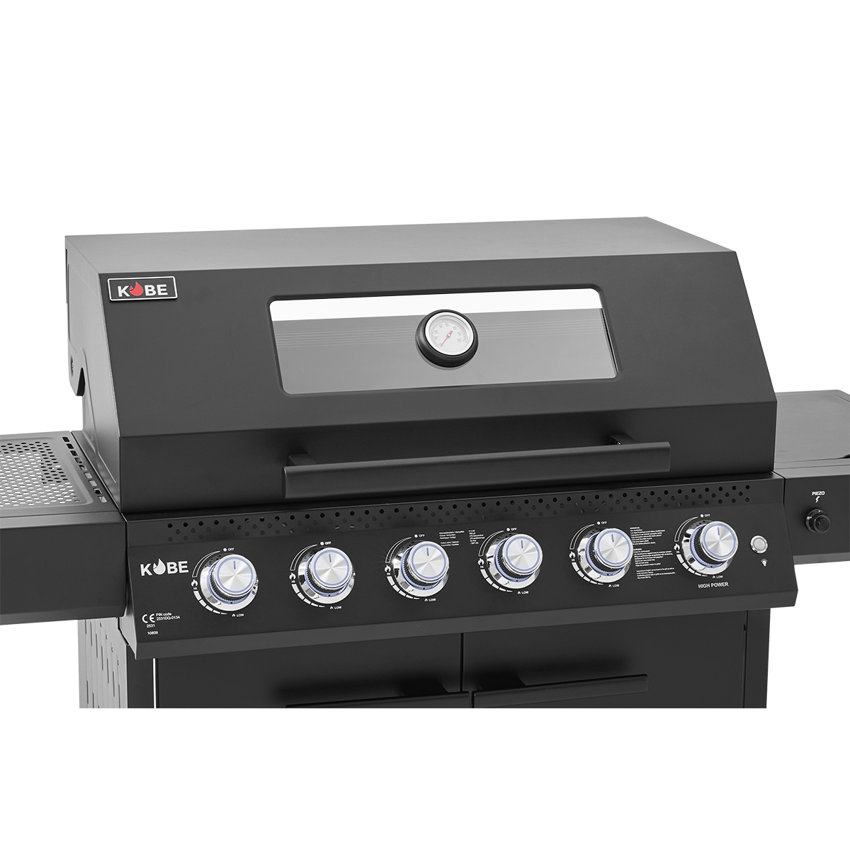 Gasolgrill Kobe Premium 5 Brännare Med Sidobrännare & Glaslock