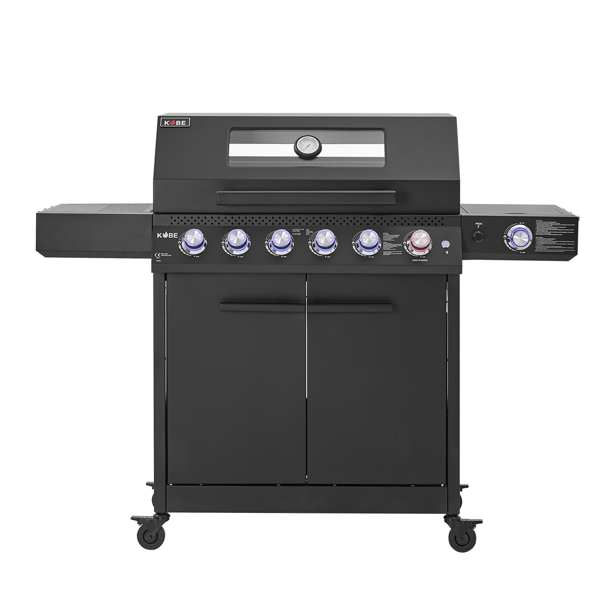 Gasolgrill Kobe Premium 5 Brännare Med Sidobrännare & Glaslock
