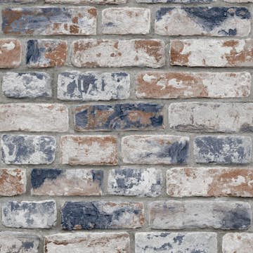 Tapet Fresco Distressed Brick Blå/Röd