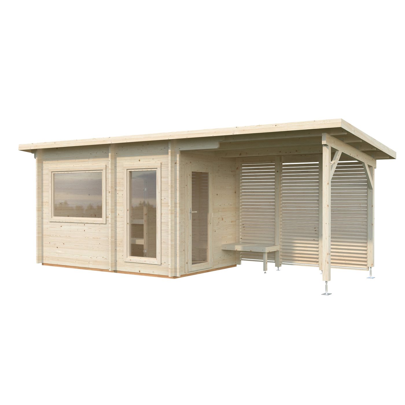 Bastu Palmako Sanna 13,5 m² Fristående Byggsats med Pulpettak