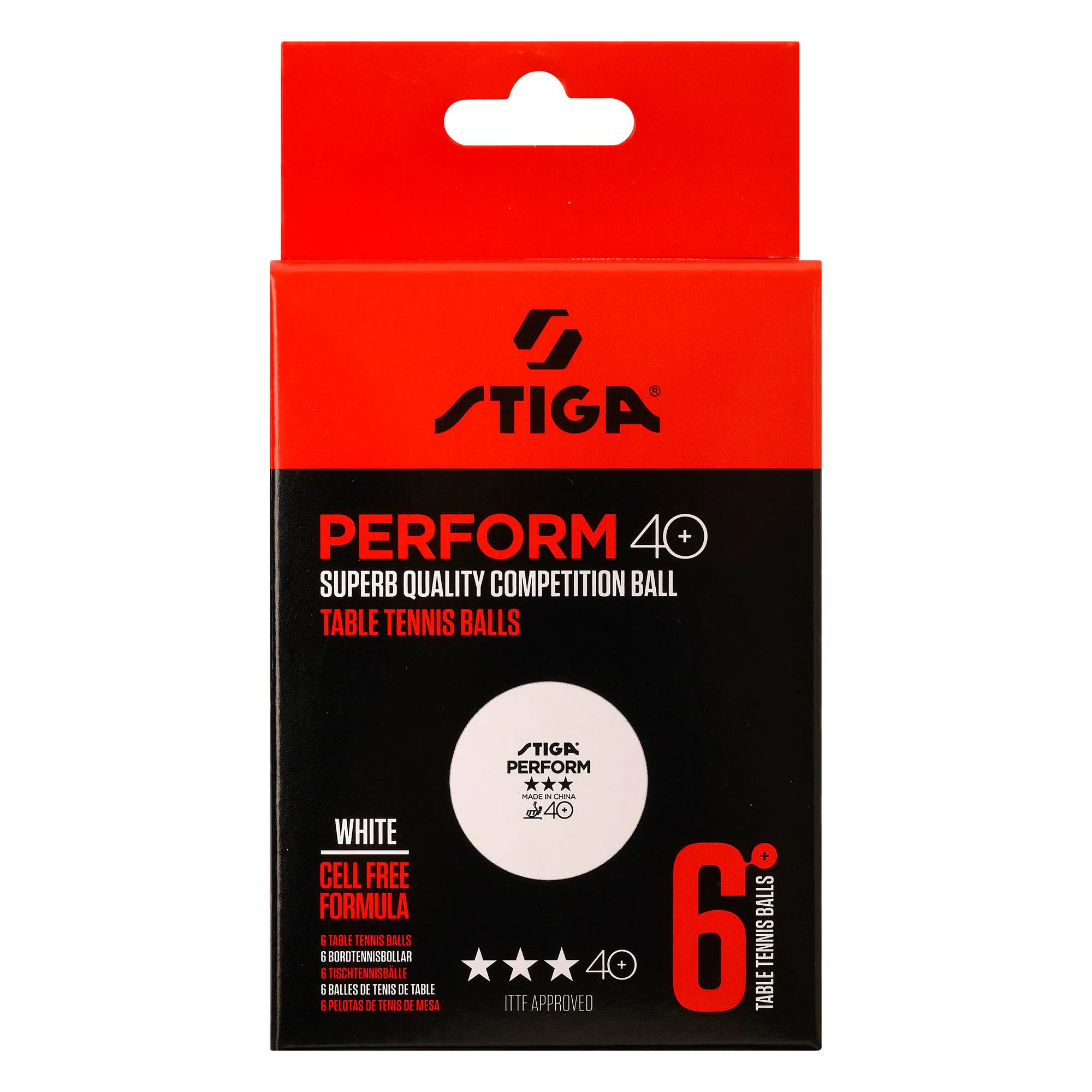 Pingisboll Stiga Sports Perform 3-Star White 6-Pack