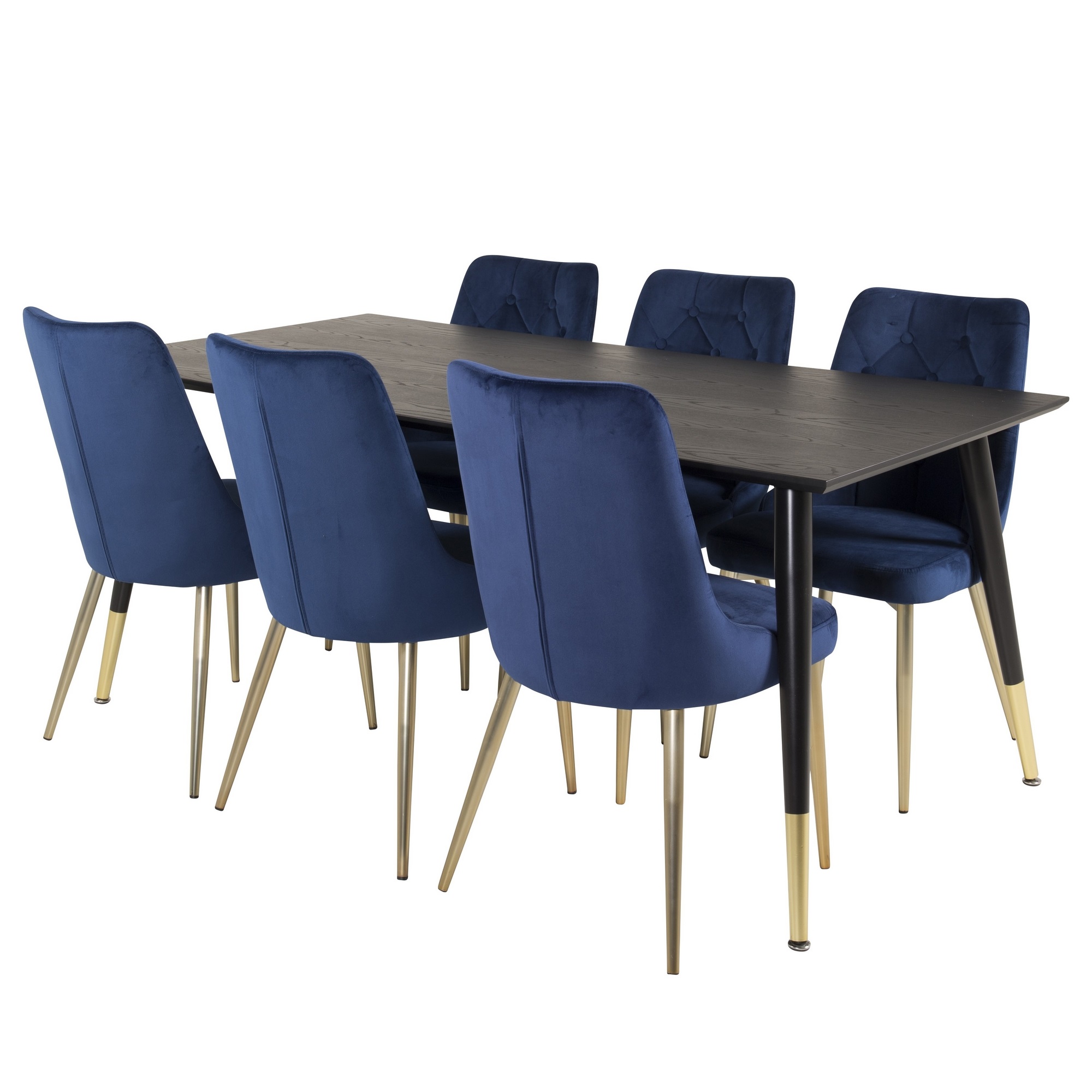 Matgrupp Venture Home Dipp med 6 Velvet Deluxe Sammet Stolar