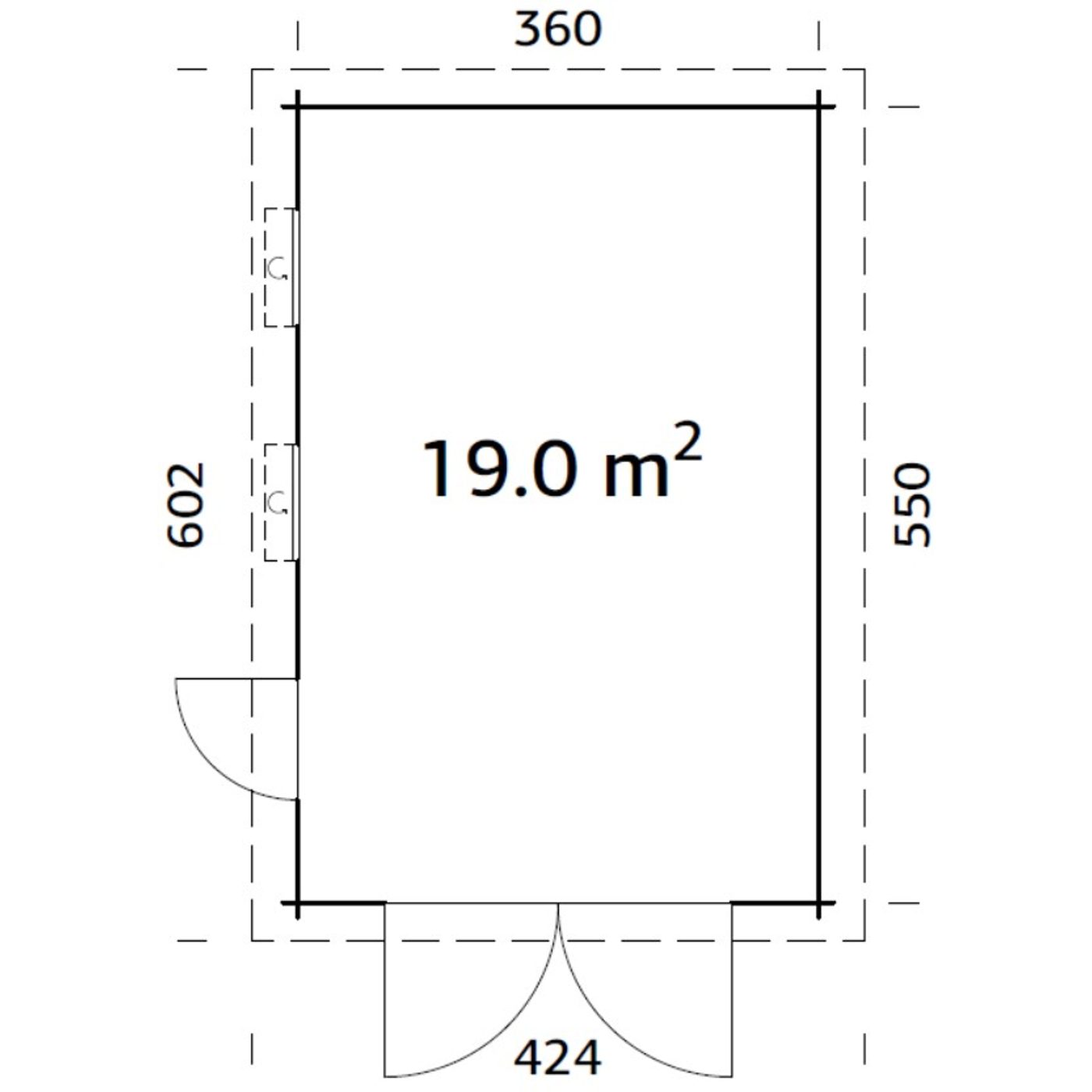 Garage Palmako Rasmus med Garagedörr 19,8 m2