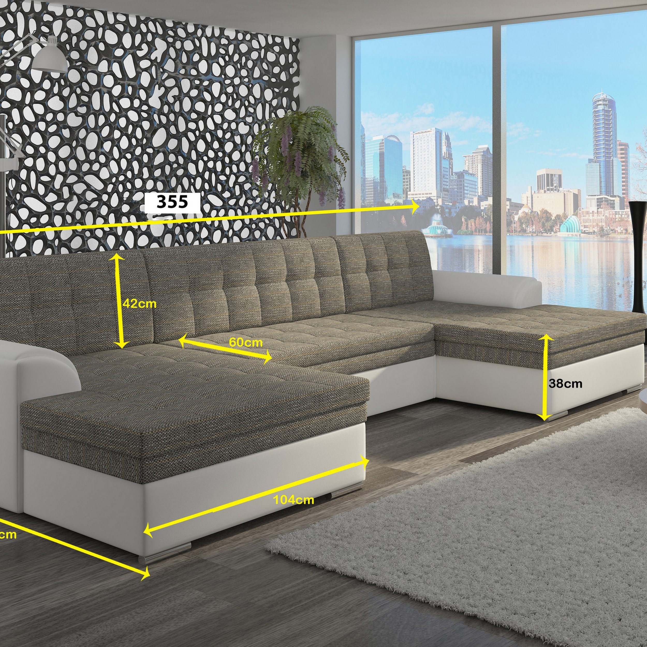 Hörnsoffa Scandinavian Choice Ventolia Bäddsoffa med dubbeldivan U-Formad