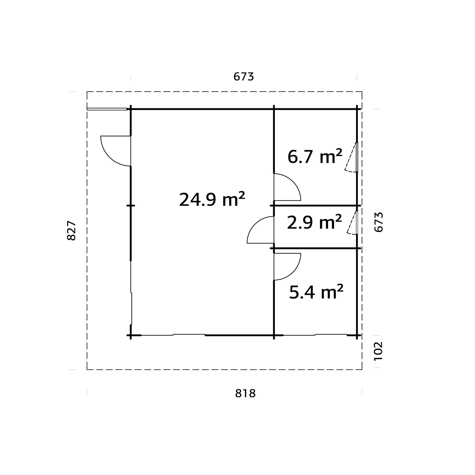 Trädgårdshus Palmako Cecilia 42,8 m² (inv. 39,9 m²)