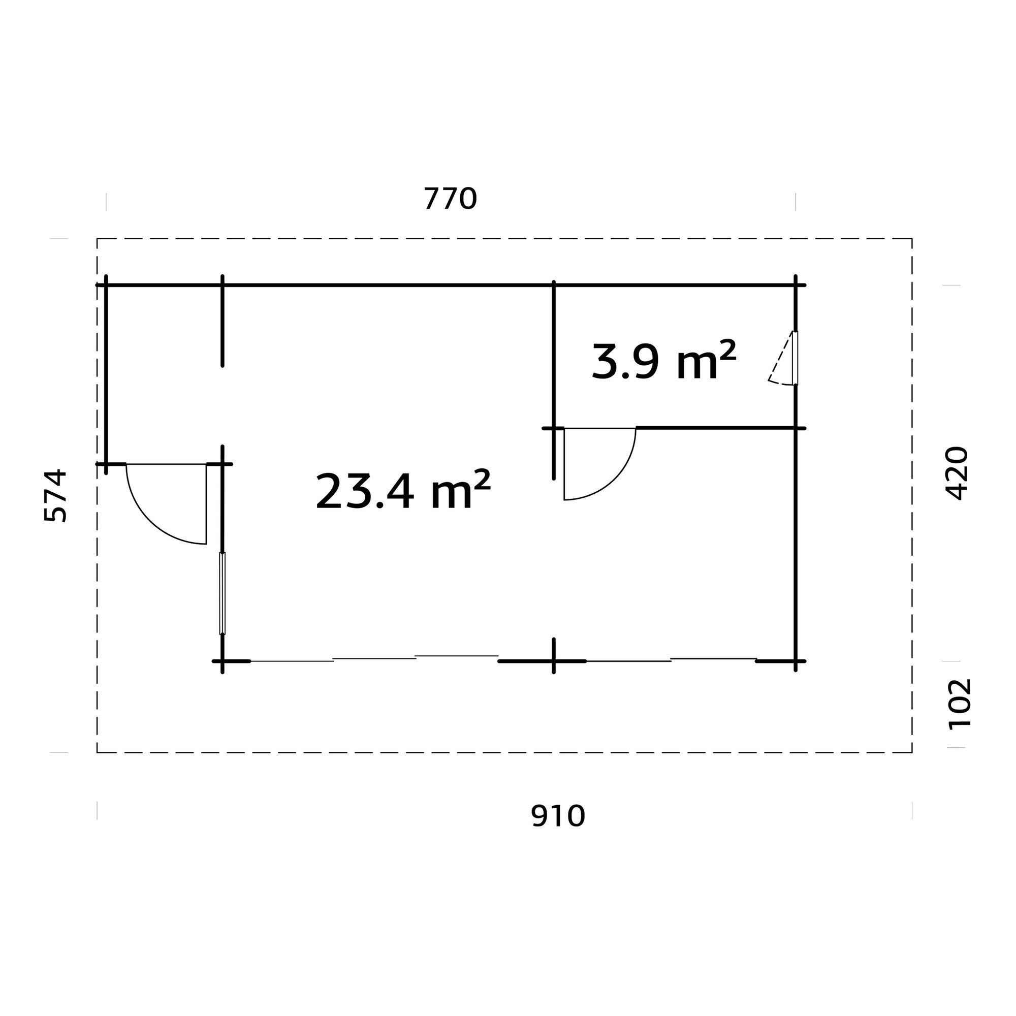 Trädgårdshus Palmako Cecilia 29,7 m² (inv. 27,3 m²)