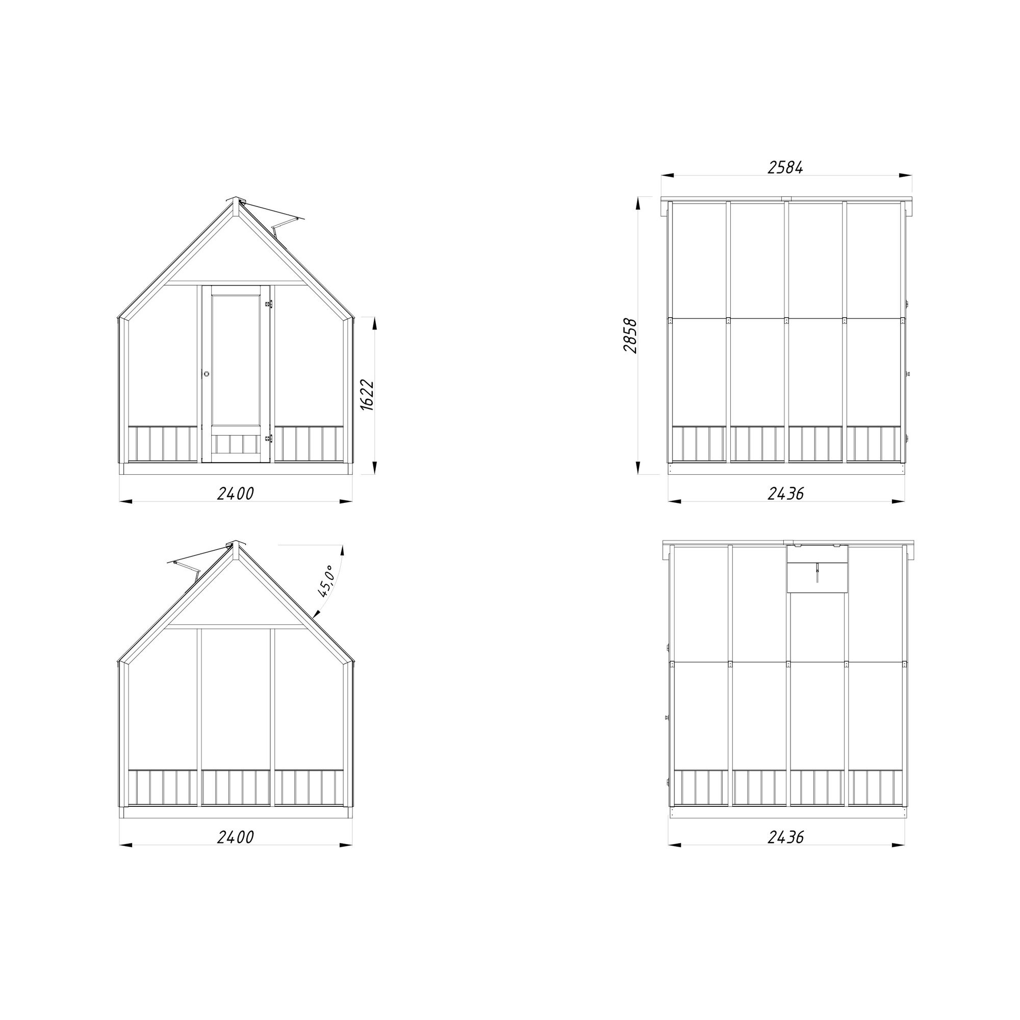 Växthus Palmako Emilia 5,8 m² (inv. 5,4 m²)
