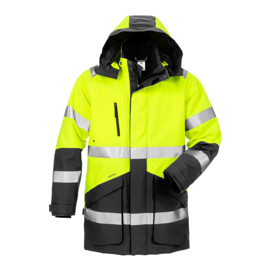 Varseljacka Fristads Parkas 4989 GXB Storlek: M, Varselgul/Svart