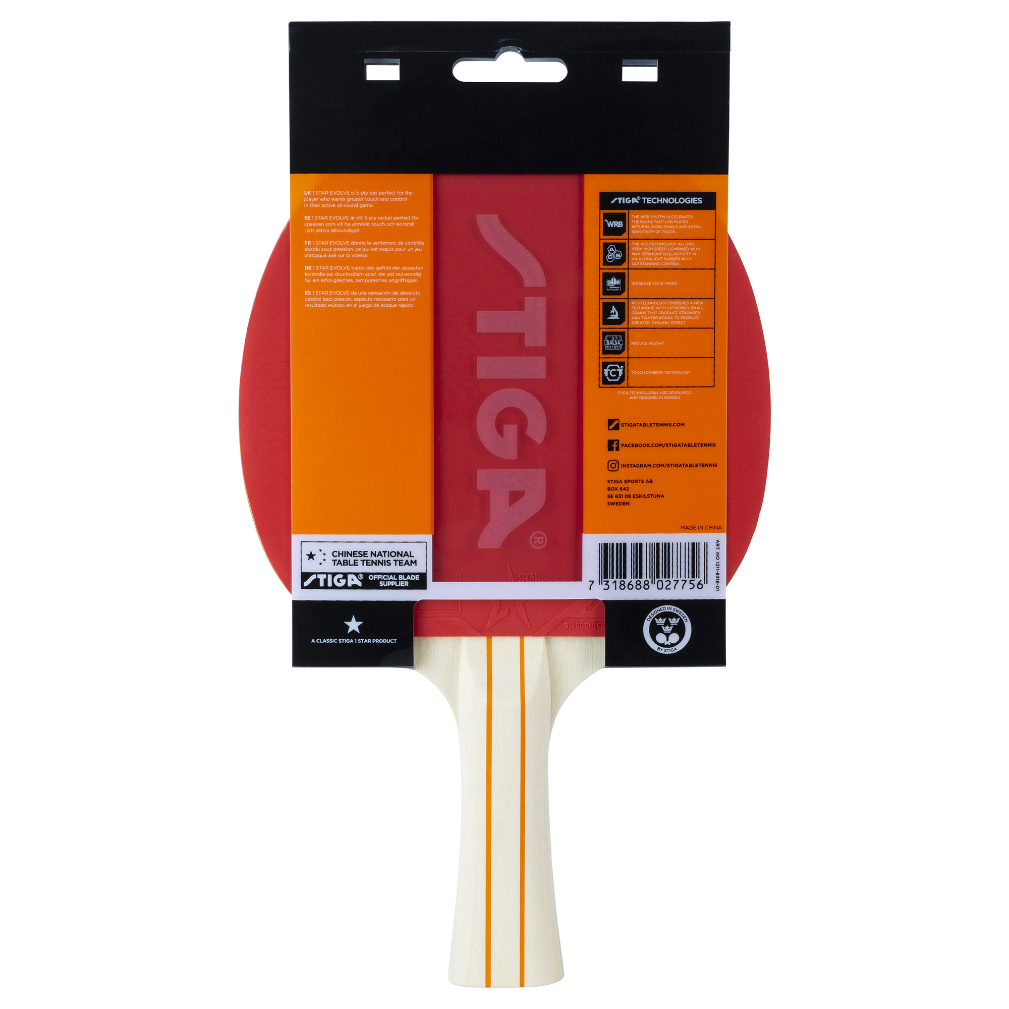 Pingisracket STIGA Sports 1-Star Evolve