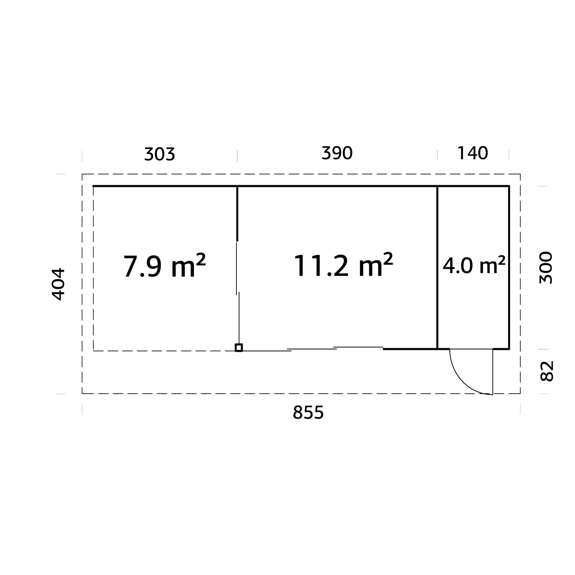 Stuga Palmako Andrea 24,2 m² Slide (inv. 15,2+7,9 m²)