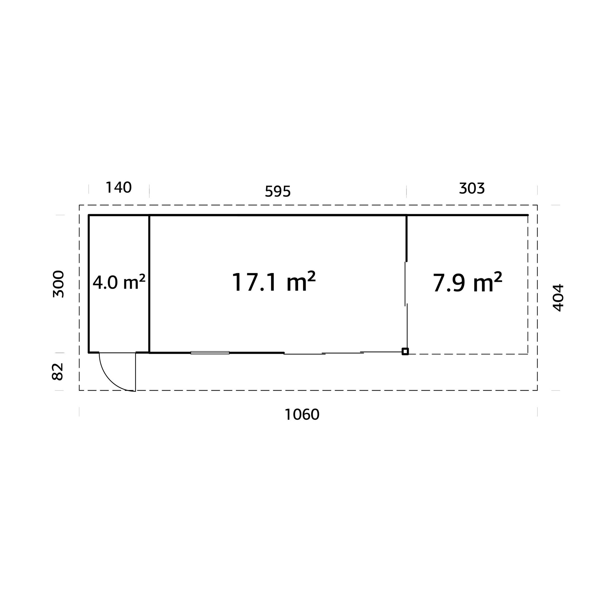 Stuga Palmako Andrea 30,4 m² Slide (inv. 21,1+7,9 m²)