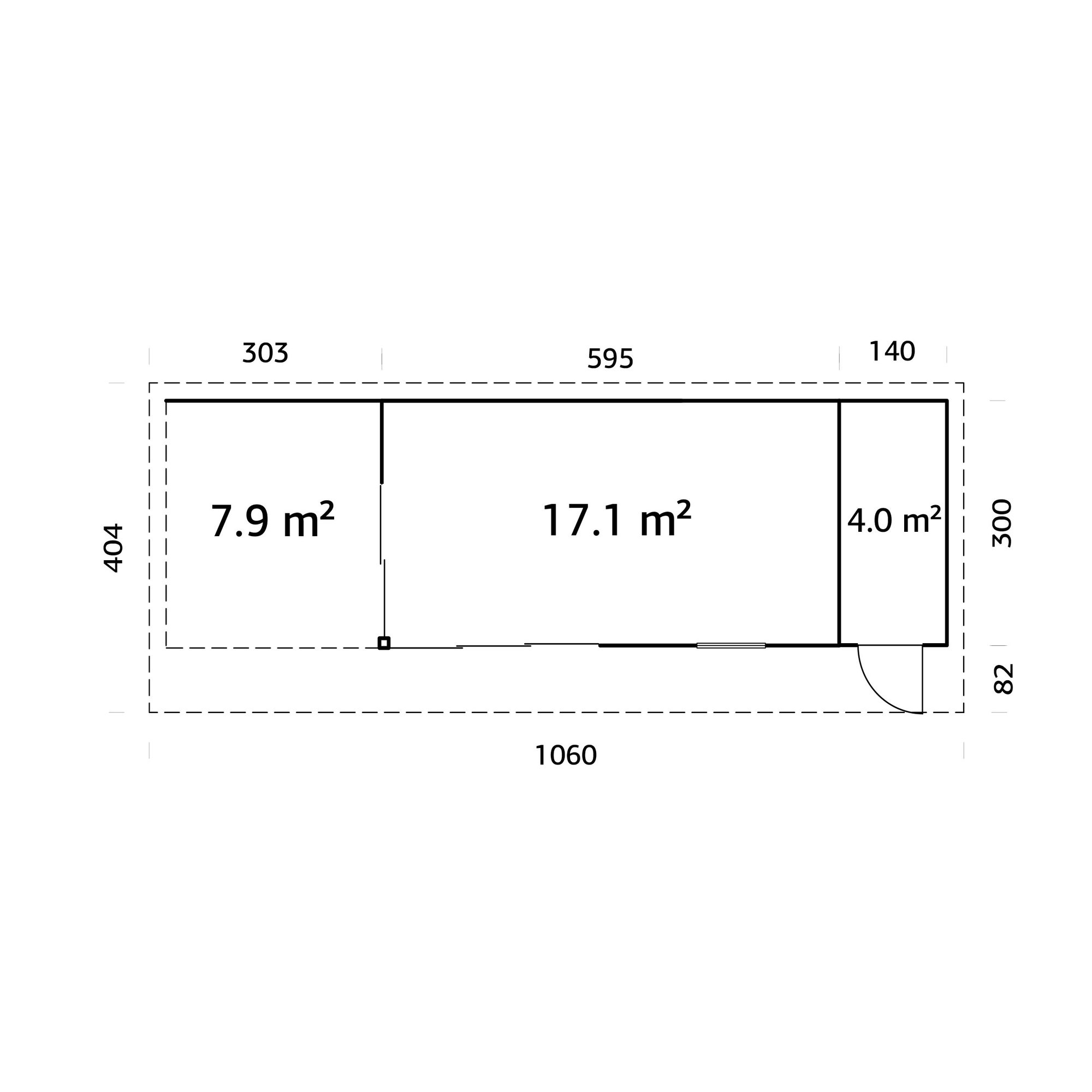 Stuga Palmako Andrea 30,4 m² Slide Plus (inv. 21,1+7,9 m²)