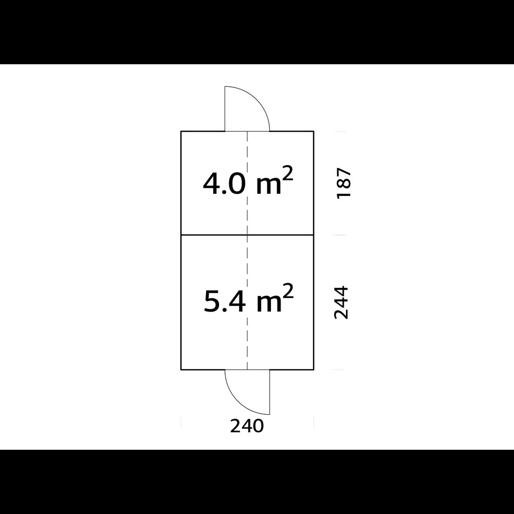 Växthus Palmako Emilia 10,2 m² (inv. 5,4+4,0 m²)