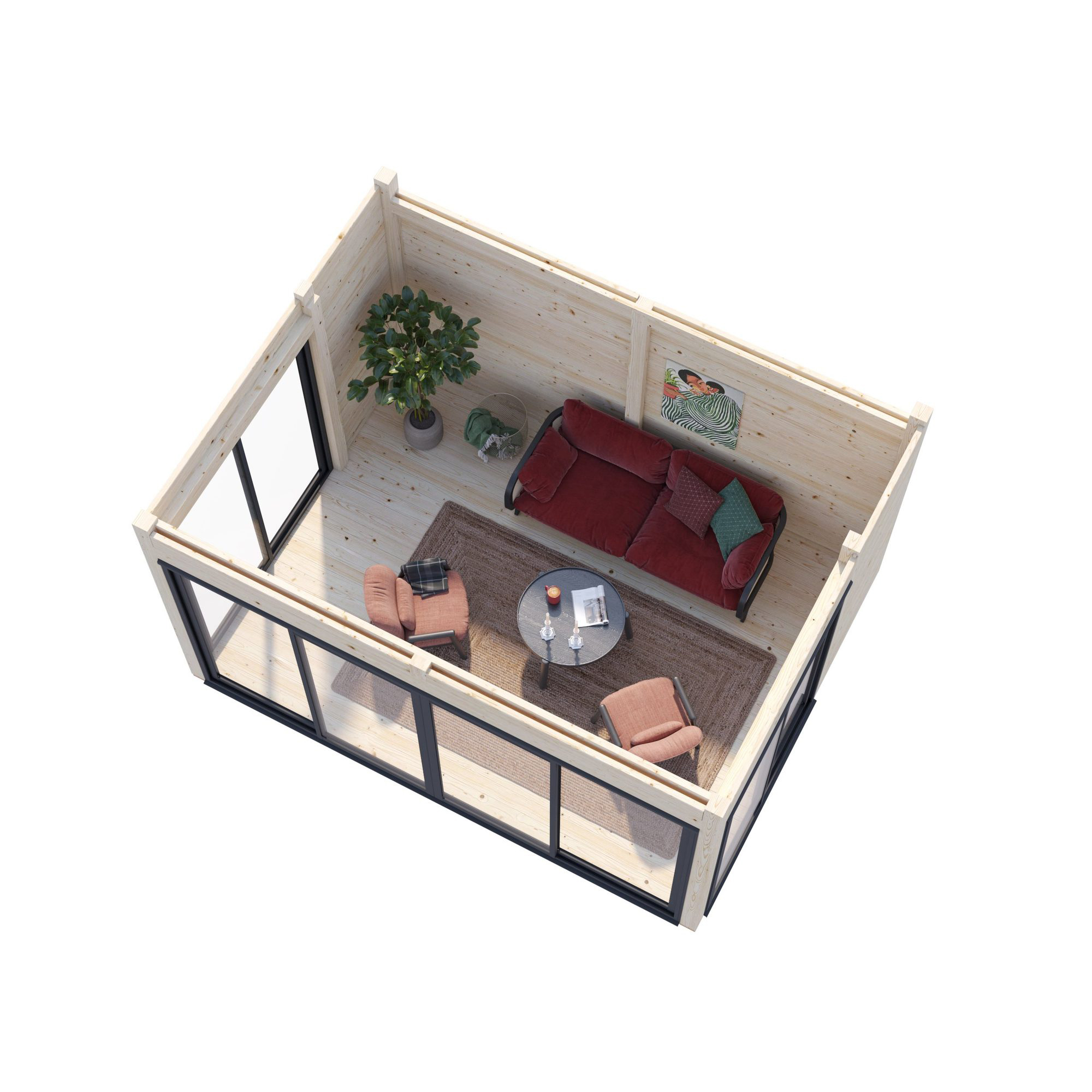 Stuga Palmako Serena 13,4 m² Set 2 Slide Plus (inv. 12,6 m²)