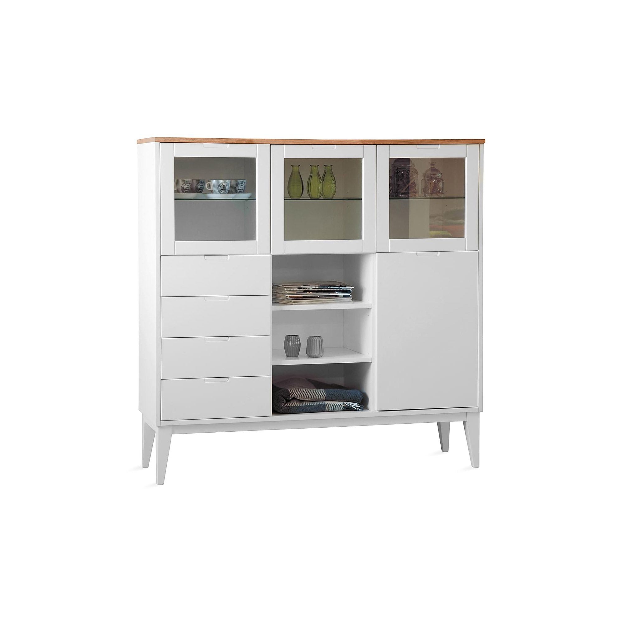 Highboard In Living Åsa Vit/Ek