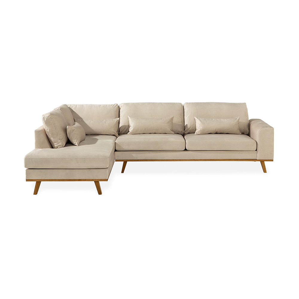 L-soffa Scandinavian Choice Copenhagen Sammet Beige, Vänster