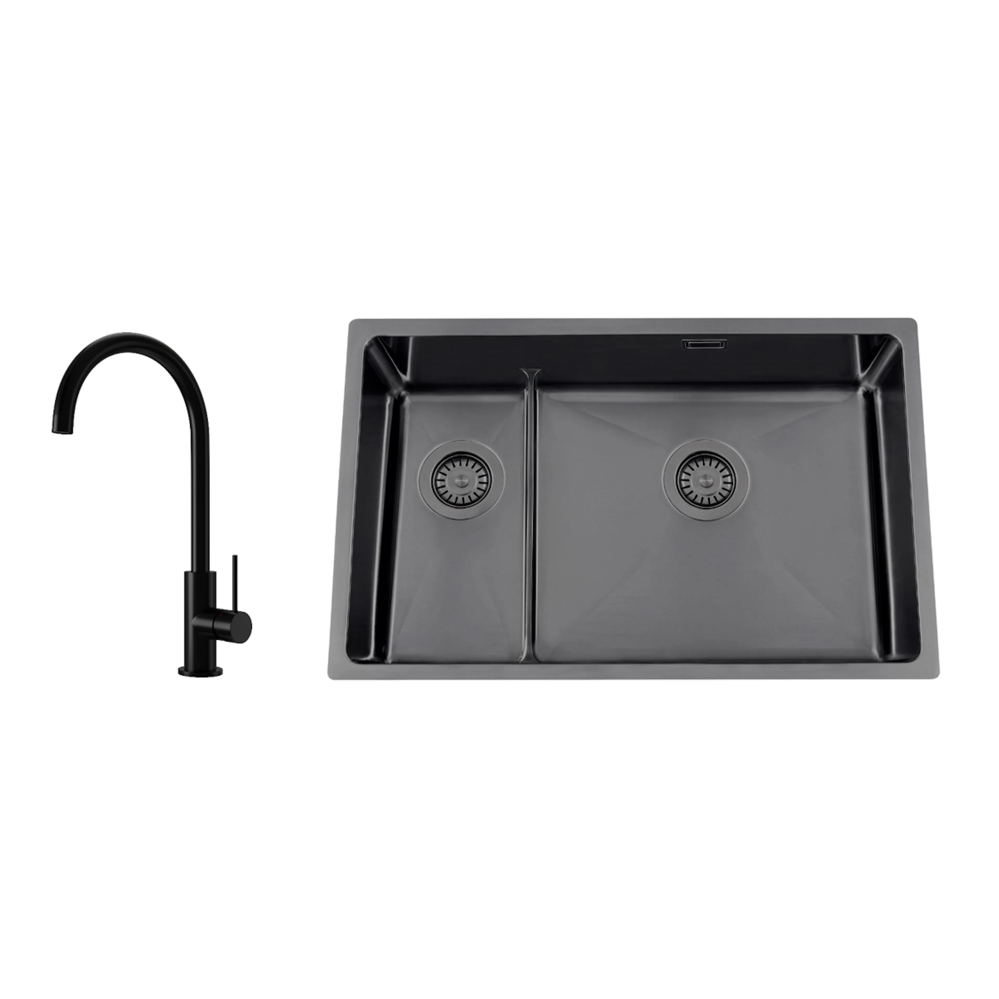 Diskho Nordic Tech Titan 73 KHX Nickel med Köksblandare Steel Equip Shadow