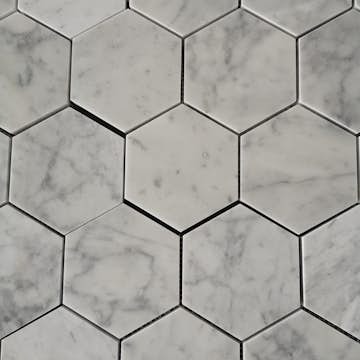 Carrara Mosaik Hexagon Polerad 10x11,5 cm