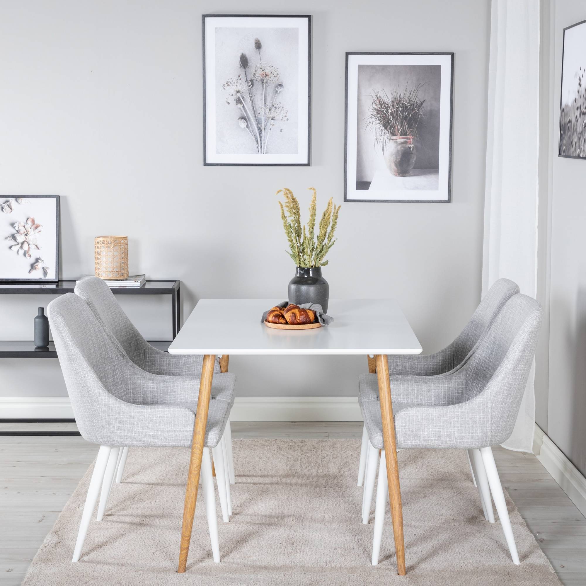 Matgrupp Basic Home Pontus Rektangulärt Matbord 120 cm med 4 Ridones Matstol