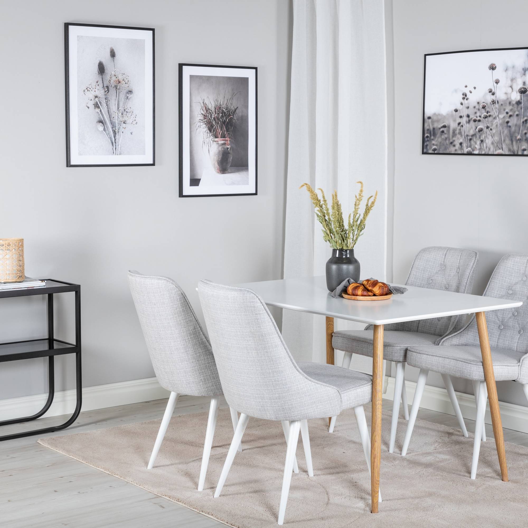 Matgrupp Basic Home Pontus Rektangulärt Matbord 120 cm med 4 Valera Matstol