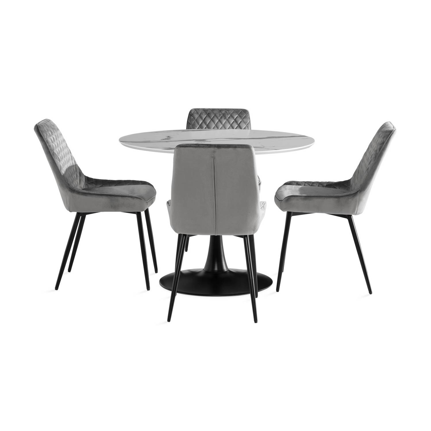 Matgrupp Basic Home Caitly Runt Matbord 100 cm med 4 Hennebyn Matstol