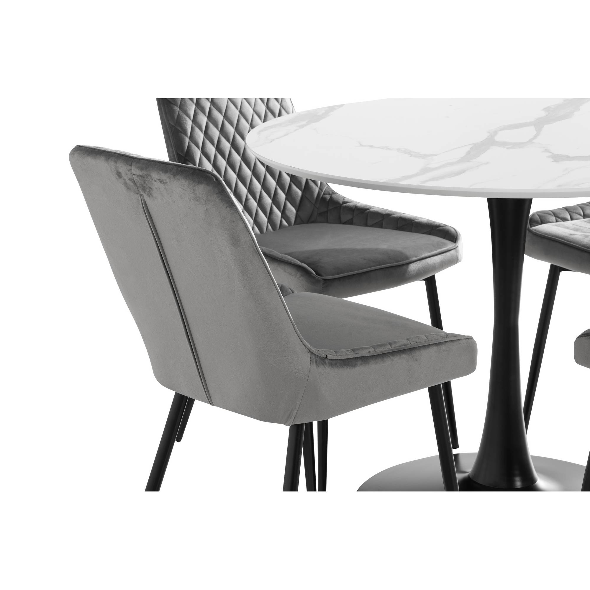 Matgrupp Basic Home Caitly Runt Matbord 100 cm med 4 Hennebyn Matstol