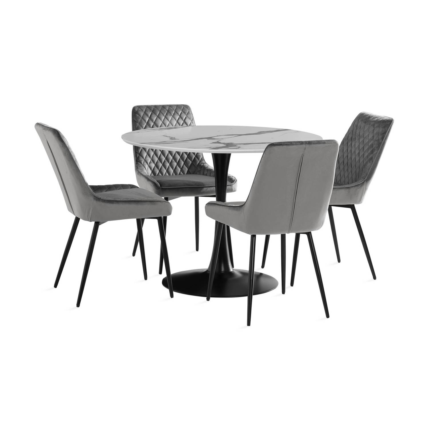 Matgrupp Basic Home Caitly Runt Matbord 100 cm med 4 Hennebyn Matstol