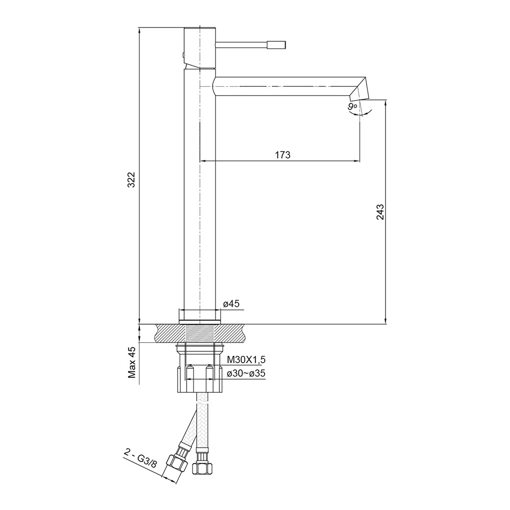 Tvättställsblandare Hafa Shape Hög