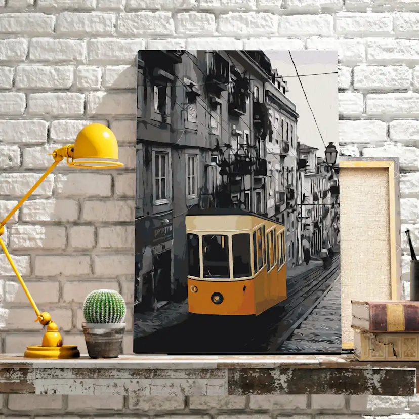 Ritapapper Gör-det-själv Målningar Arkiio Tram in Lisbon A3-MA_0236