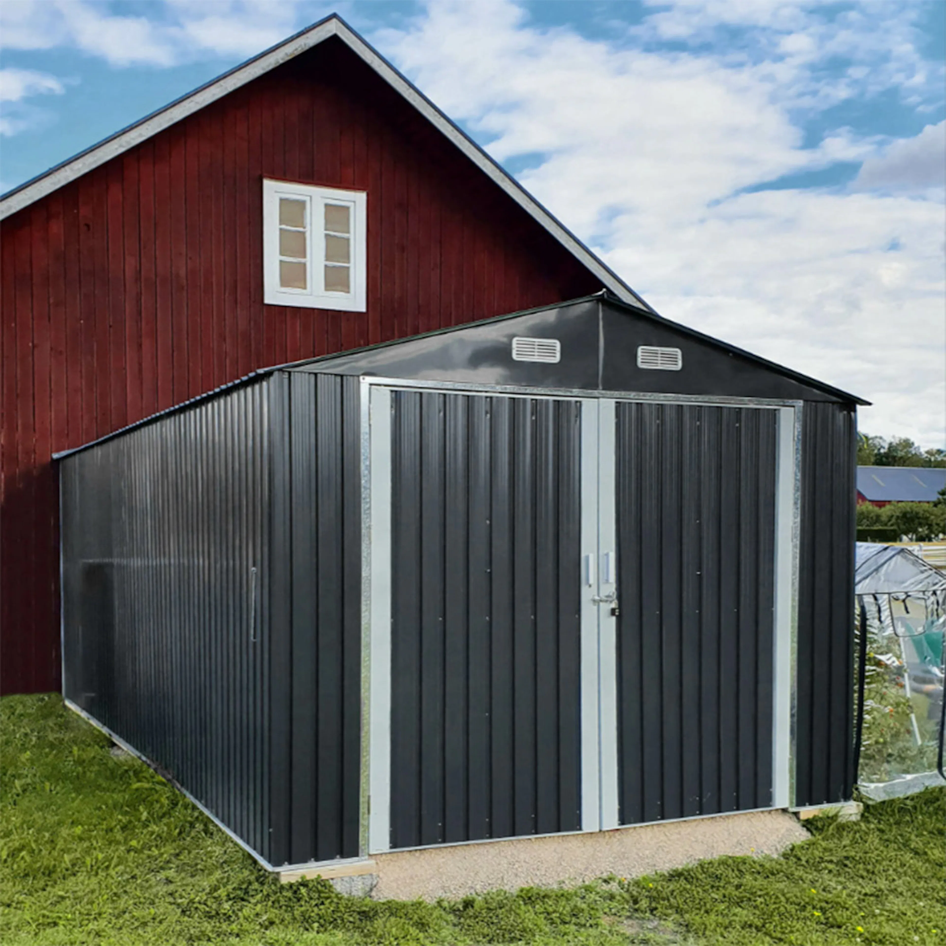 Garage Metalcraft 18m² Antracit/Vit Uteförråd