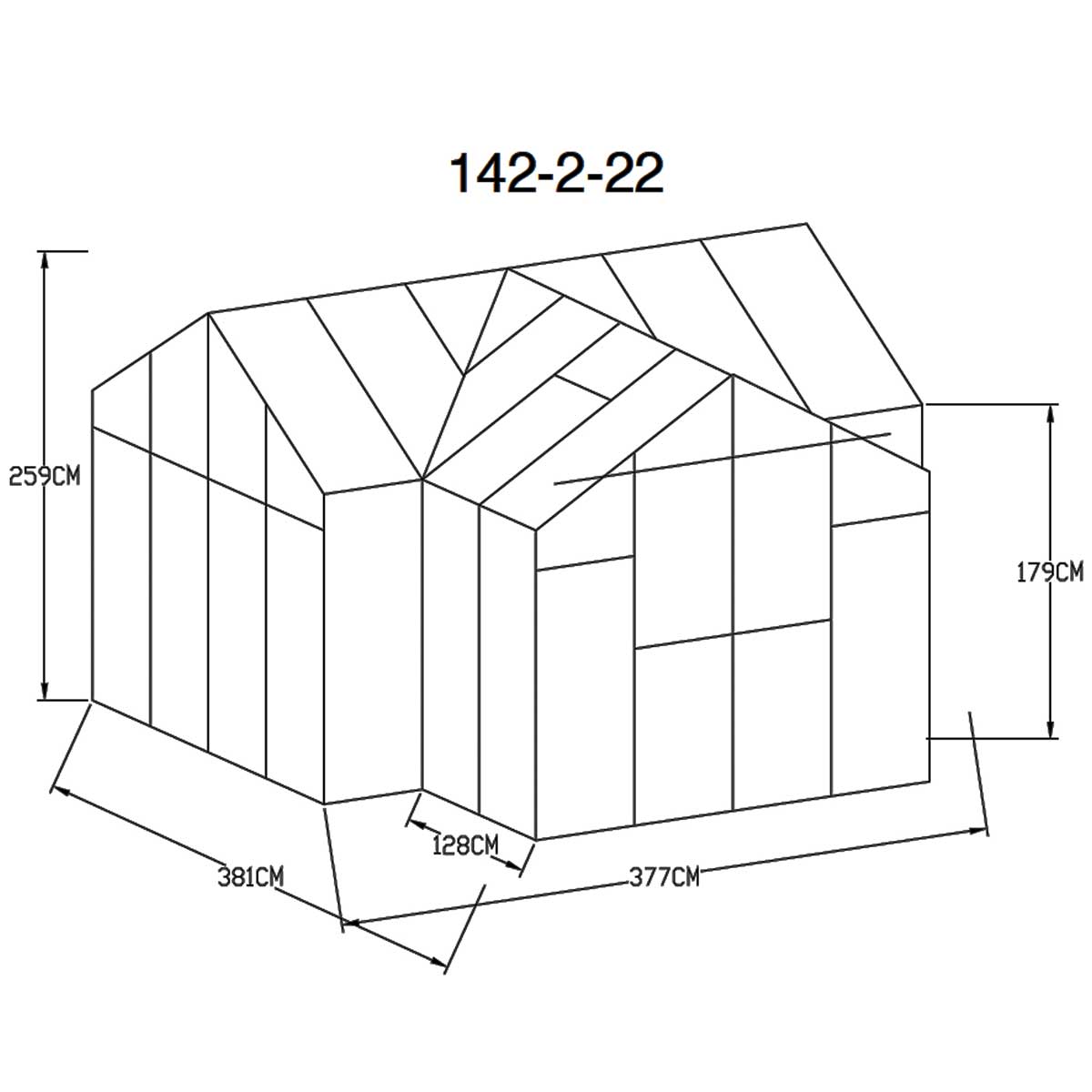 Växthus Metalcraft 12,8 kvm Svart T-format