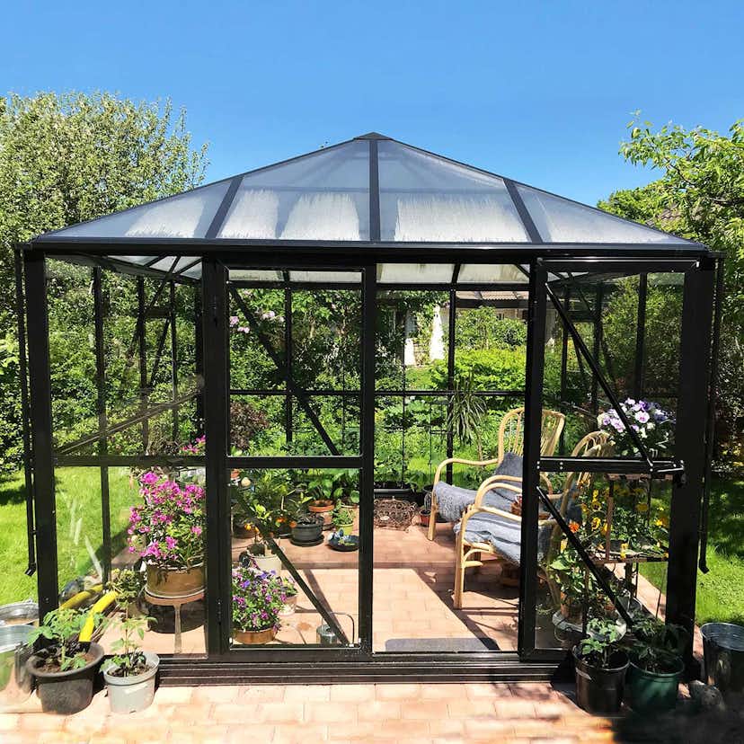 Växthus Metalcraft 8,7 kvm Kvadrat Svart