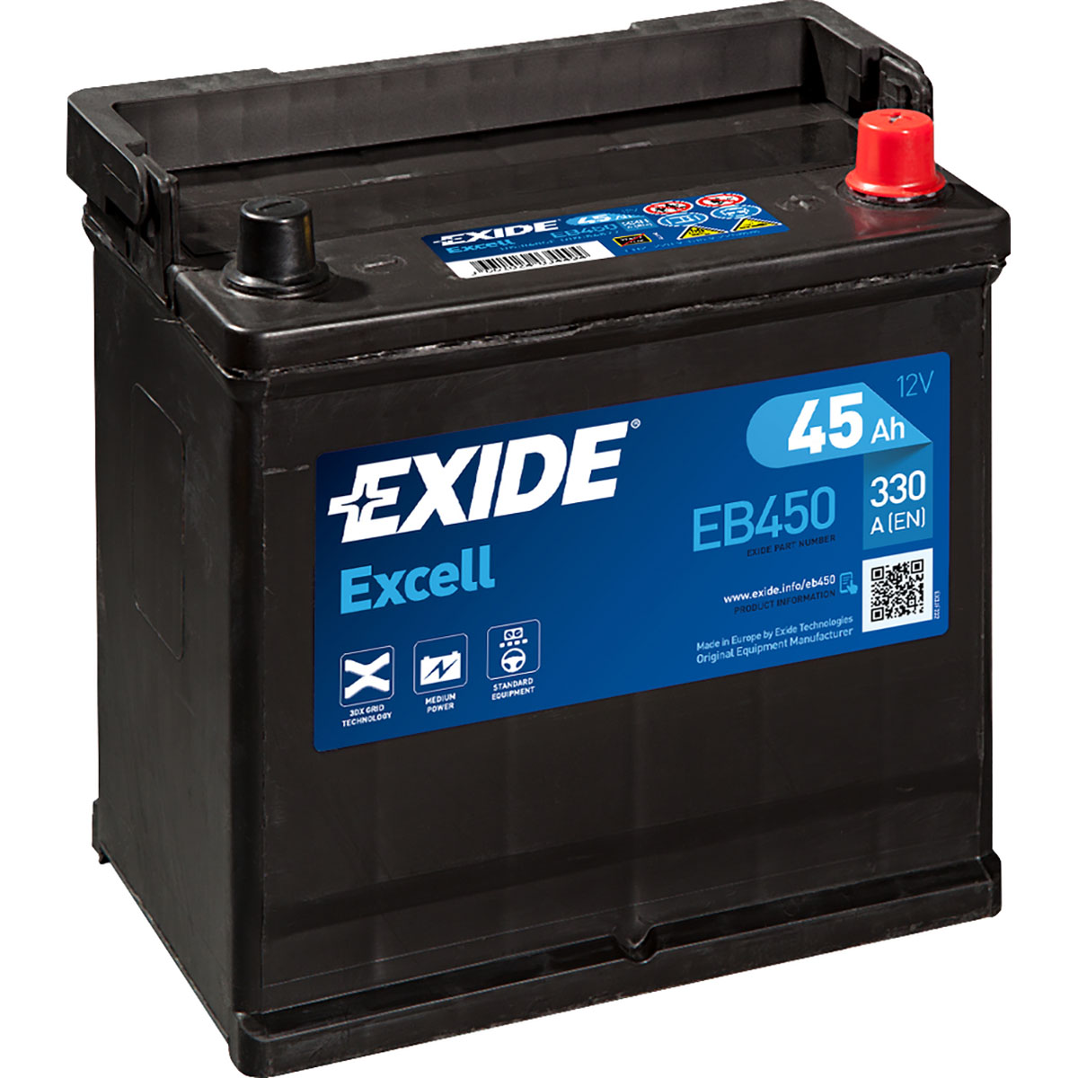 Batteri Exide Excell EB450 45 Ah