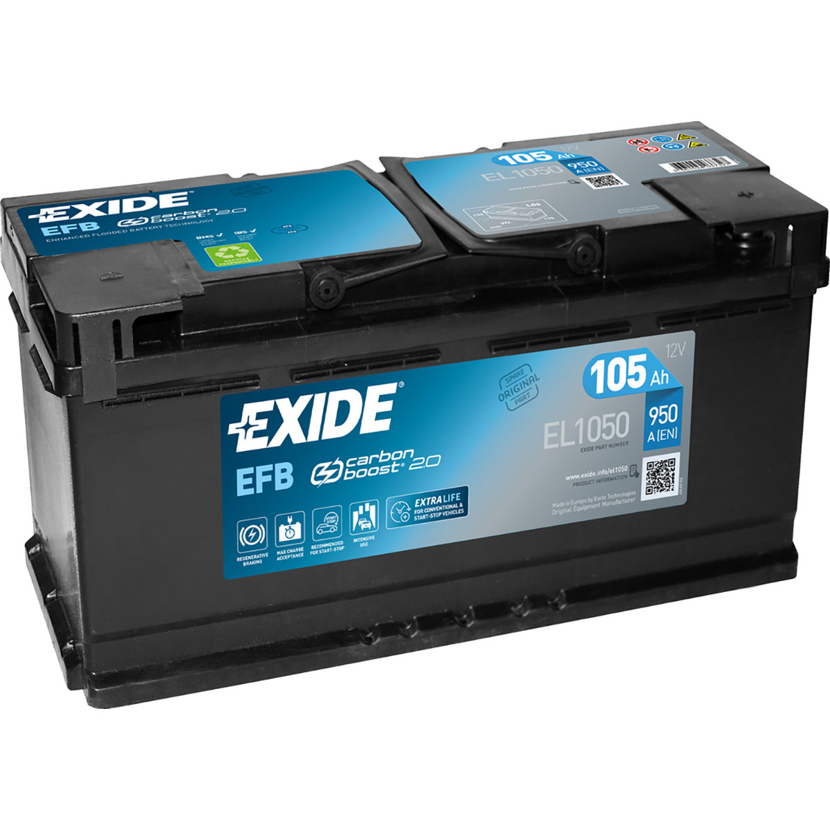 Batteri Exide Start-Stop EFB EL1050 105 Ah