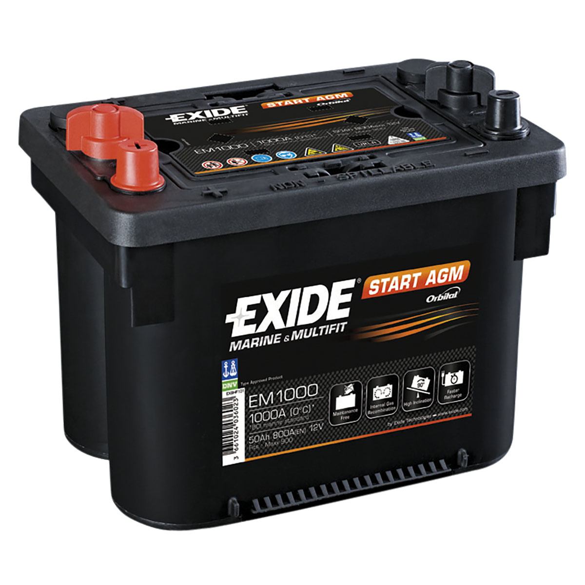 Fritid- & marinbatteri Exide 50 Ah 12 V - Start & Stopp EM1000