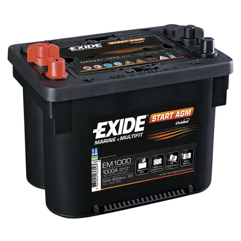 Fritid- & marinbatteri Exide 50 Ah 12 V - Start & Stopp EM1000