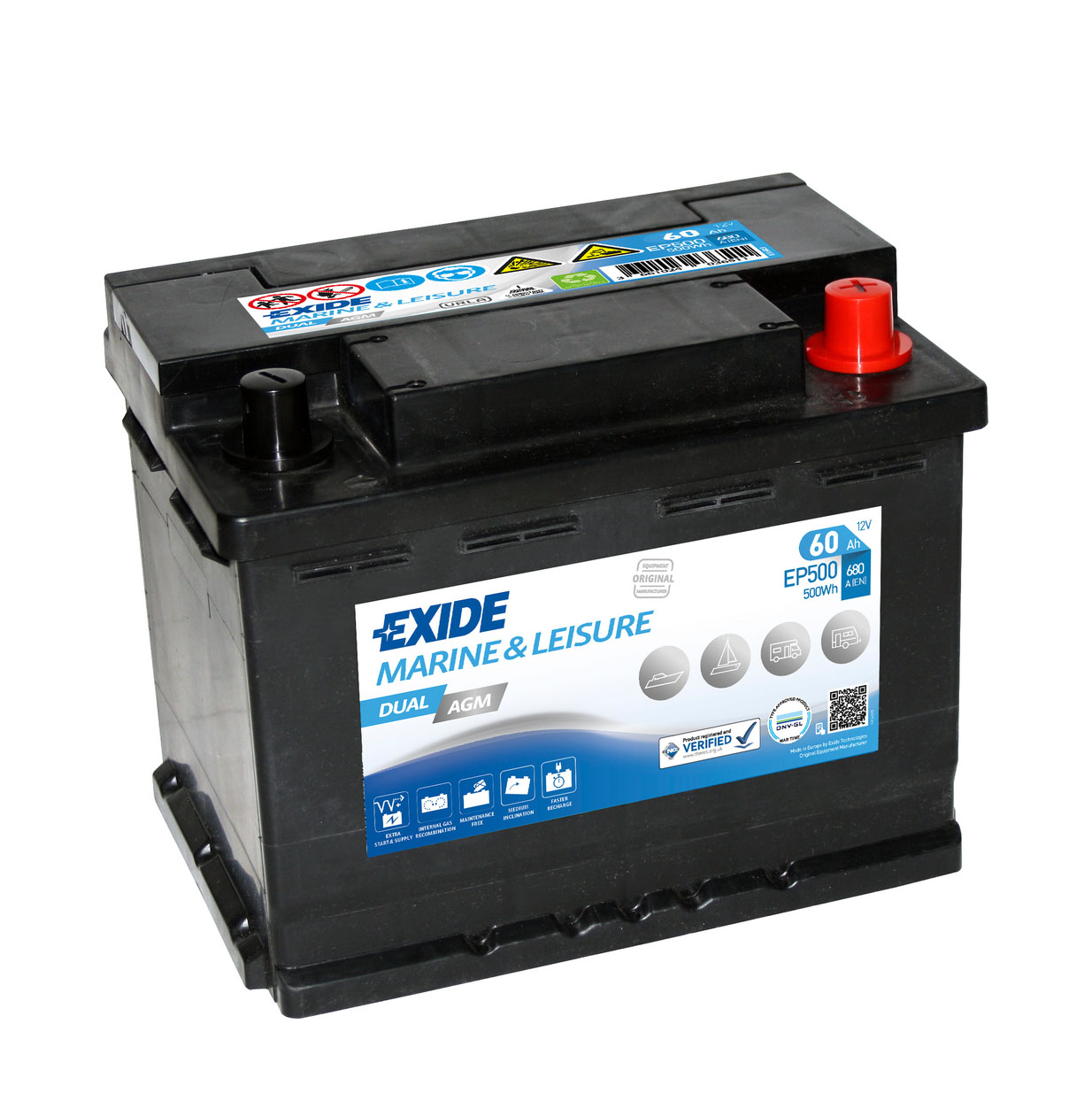 Fritid- & marinbatteri Exide Dual AGM EP500 60 Ah