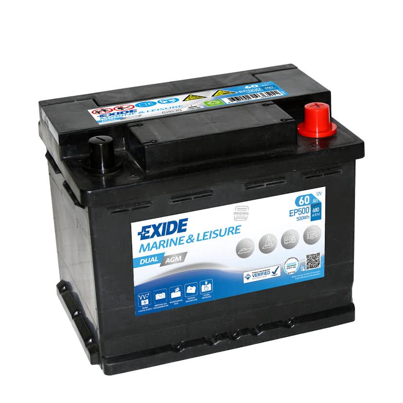 Fritid- & marinbatteri Exide Dual AGM EP500 60 Ah