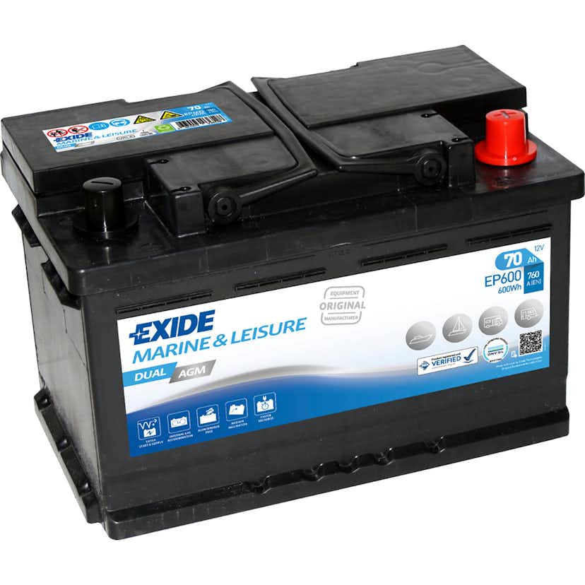Batteri Exide Dual AGM EP600 70 Ah