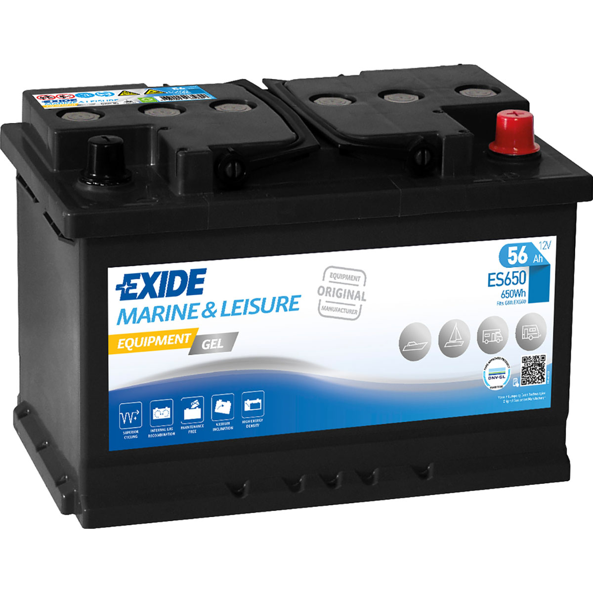 Batteri Exide GEL ES650 56Ah