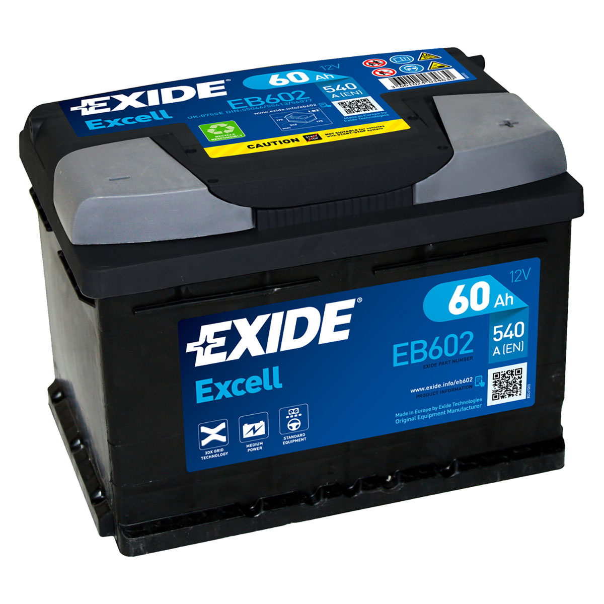 Batteri Exide Excell EB602 60 Ah