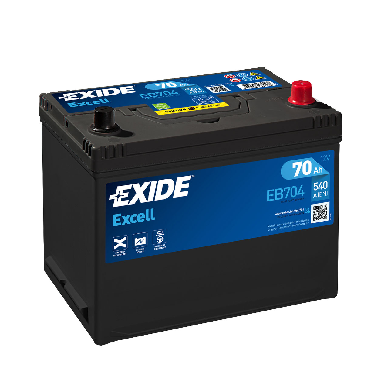 Batteri Exide Excell EB704 70 Ah