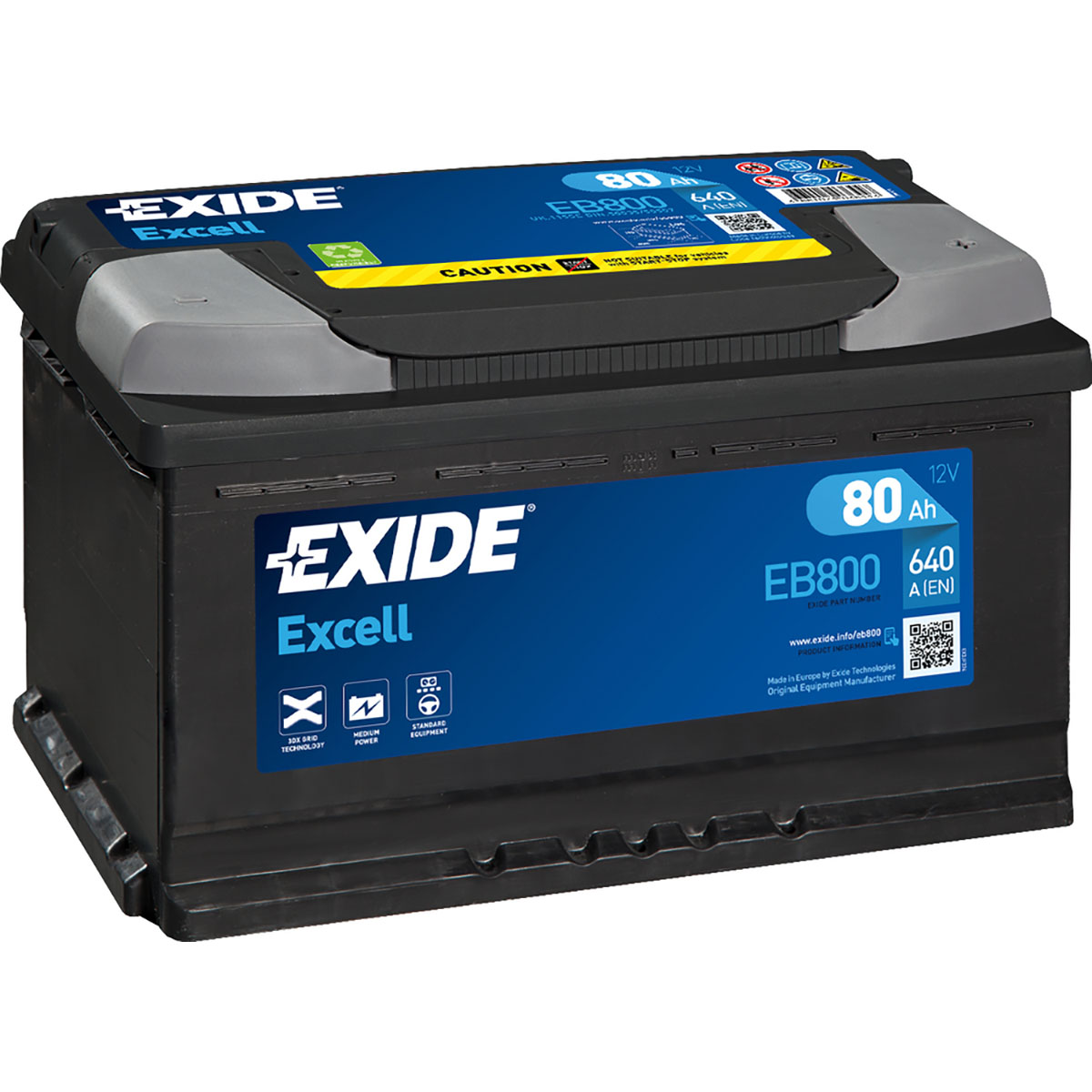 Batteri Exide Excell EB800 80 Ah