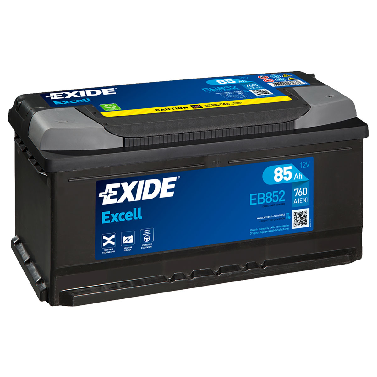 Batteri Exide Excell EB852 85 Ah